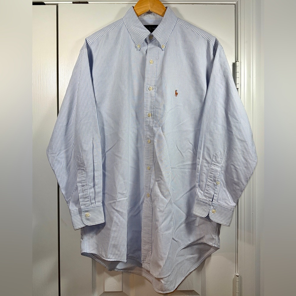 Ralph Lauren Blue Striped Men's Shirt Large